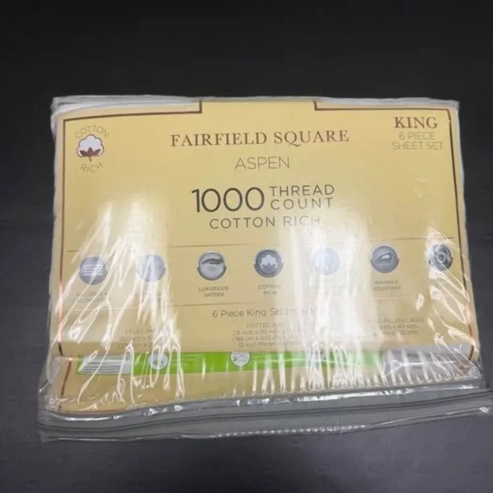 1000 Thread Count King 6 Piece Sheet Set White NEW